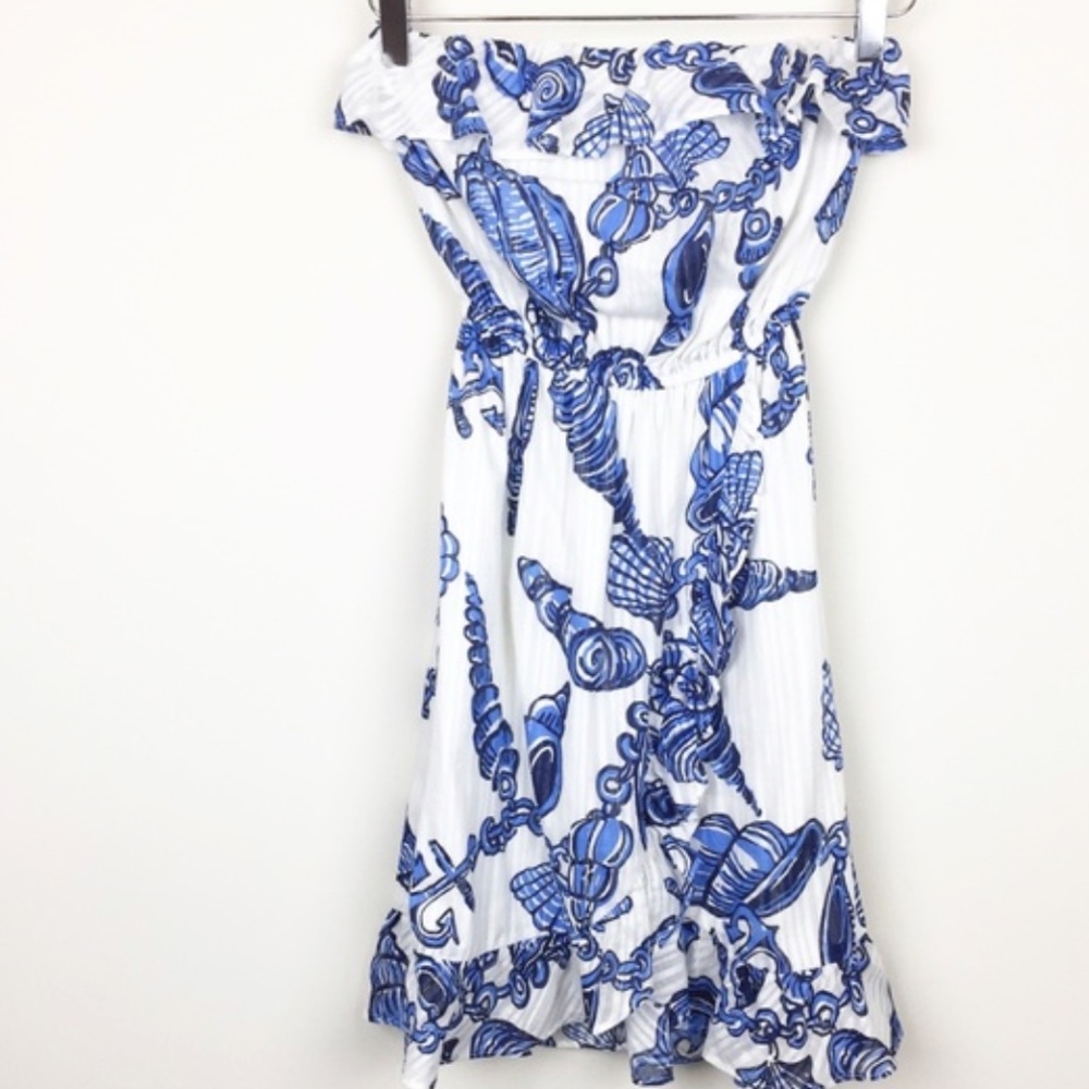 Lilly Pulitzer Strapless Dress // Blue Seashells